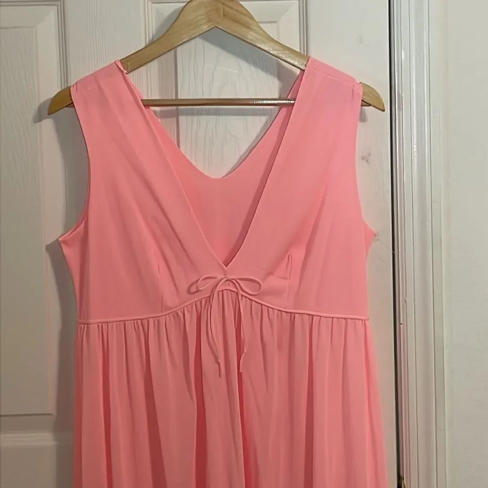 Vintage Pink Coquette Long Nightgown, Lingerie, Sexy, Romantic, bows, Large - Picture 2 of 4